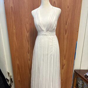 Windsor White Mesh Maxi Dress Criss Cross Back Adjustable Straps S Small